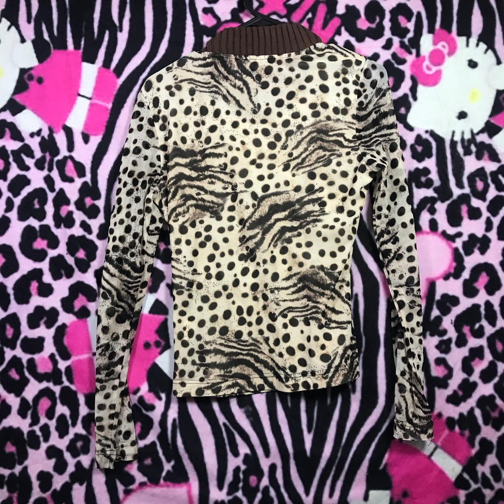 Leopard mesh baby doll top