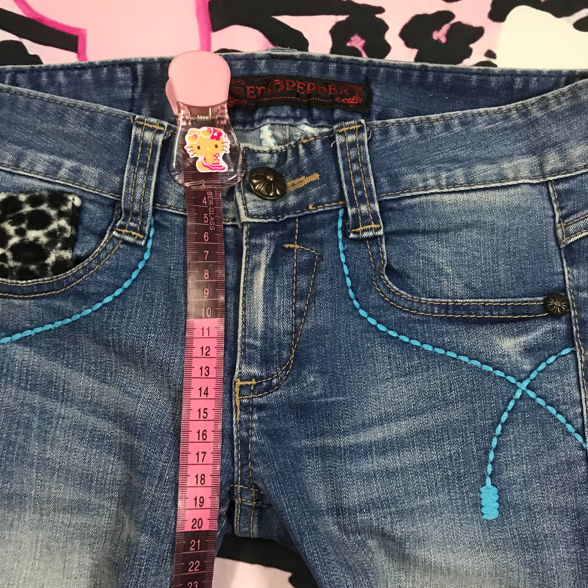 Red Pepper RARE leopard butterfly jeans