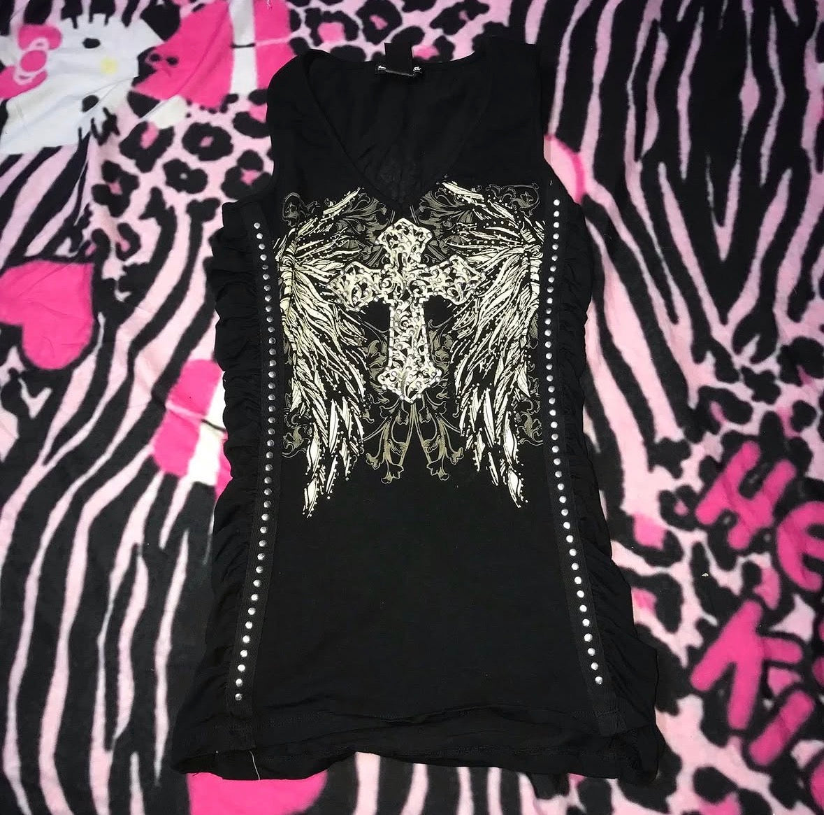 La Bus Stop Deadstock cross grunge crystal tank