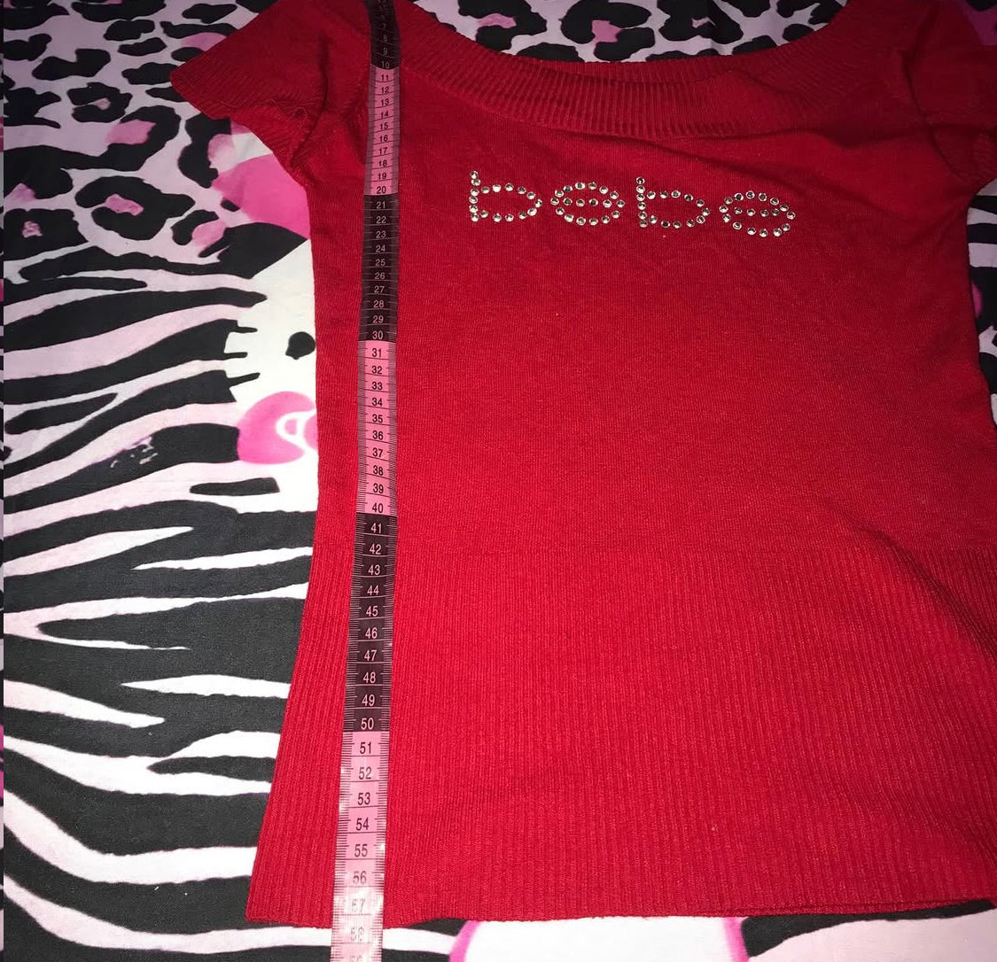 Bebe Off the Shoulder Babydoll Sweater Top