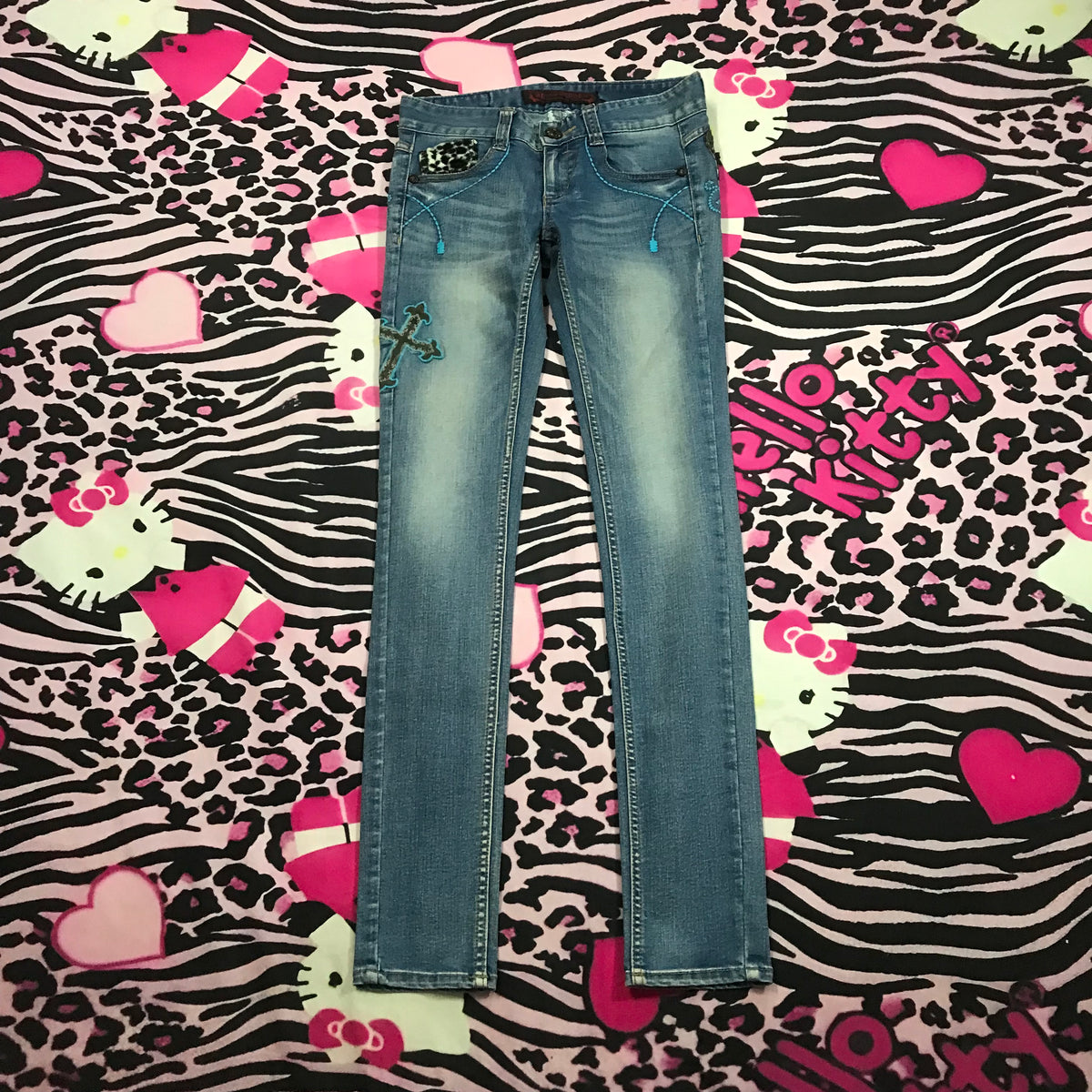 Red Pepper RARE leopard butterfly jeans