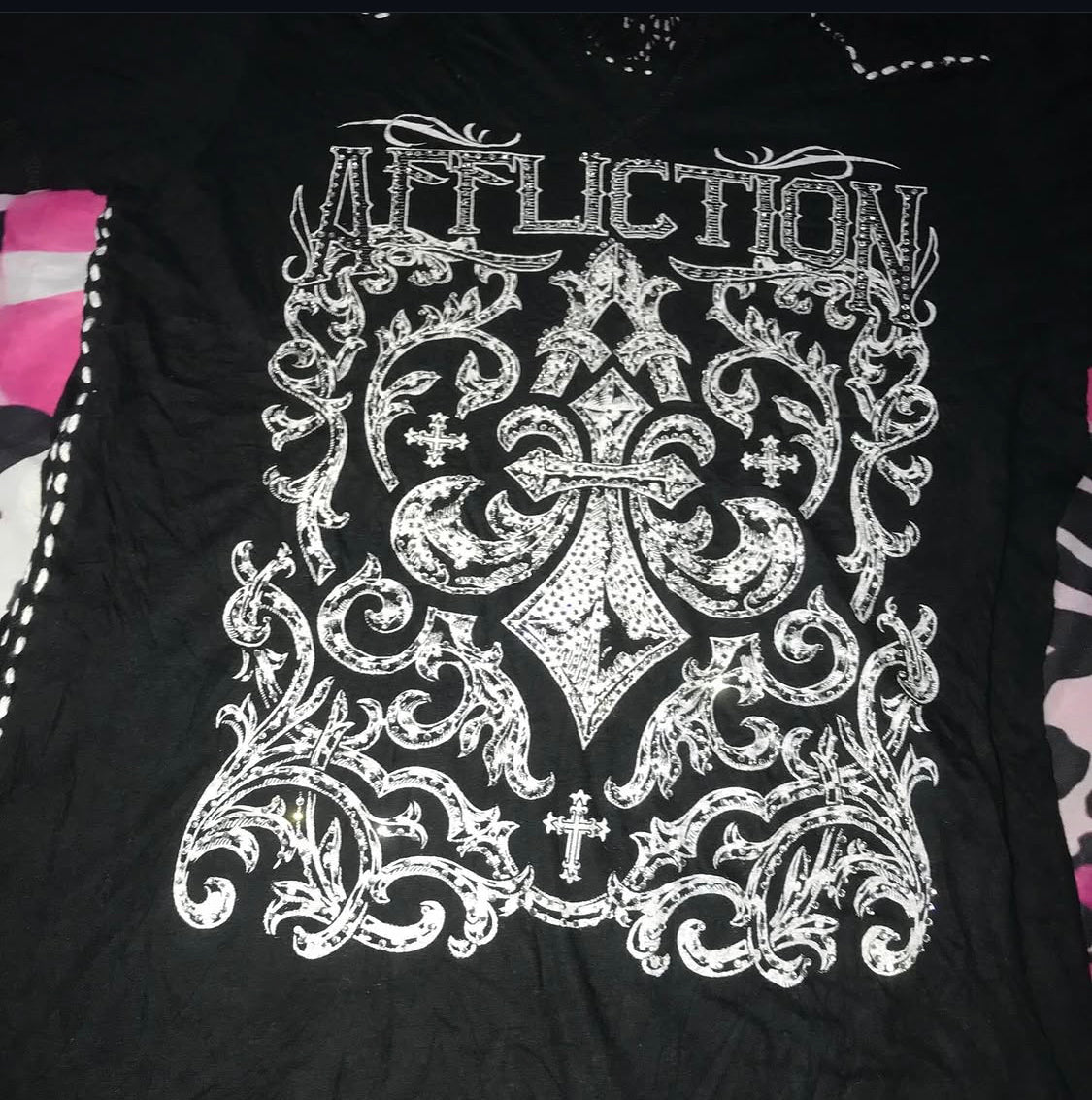 Affliction lace cut out top