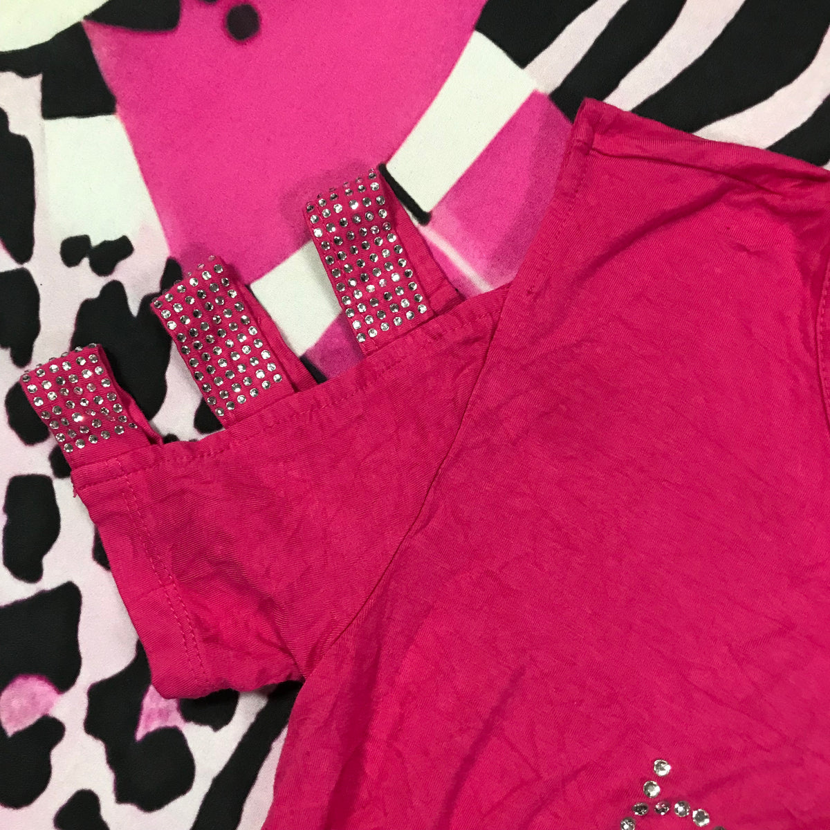 Bebe Cut Shoulder Rhinestone Top