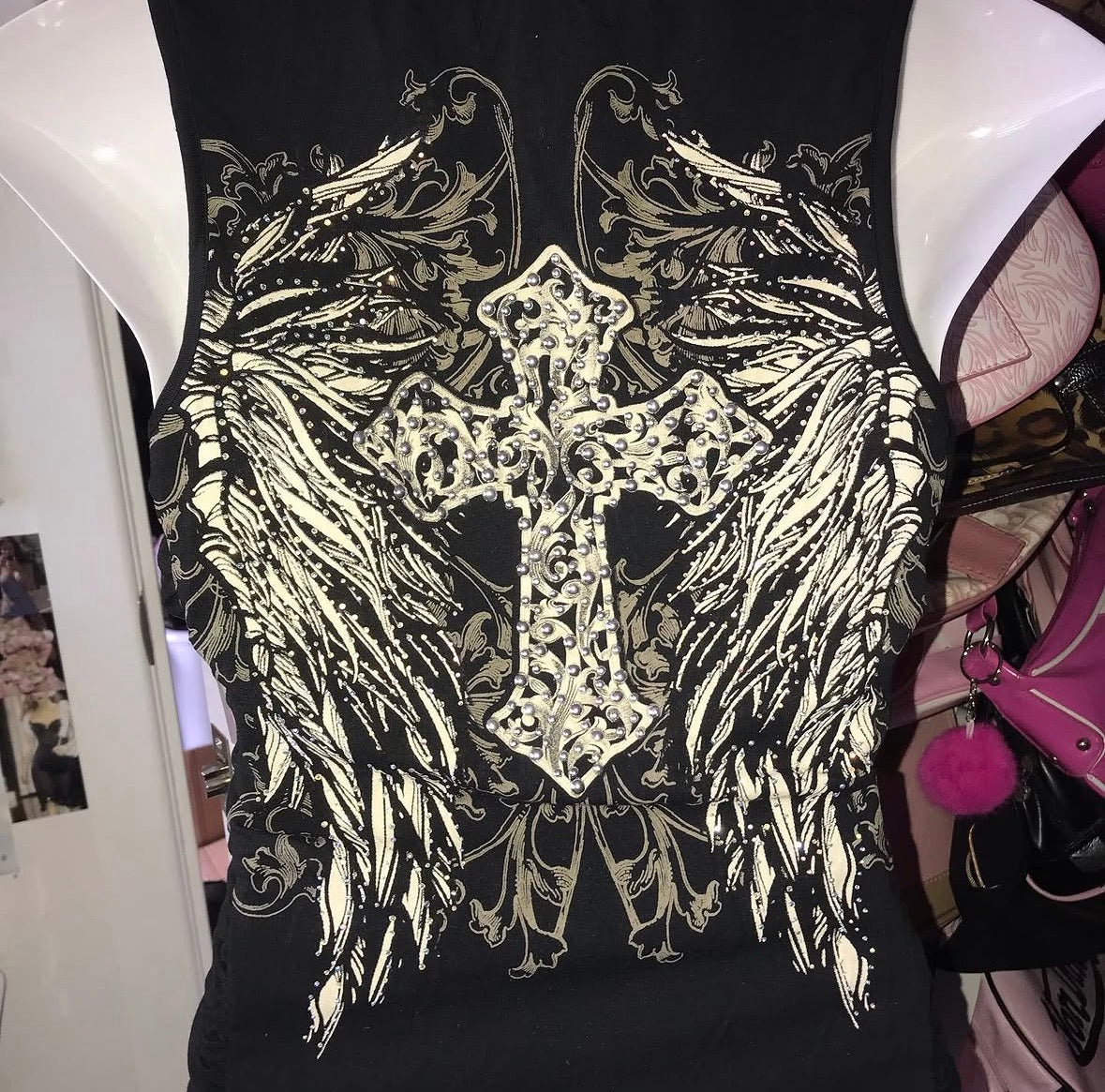 La Bus Stop Deadstock cross grunge crystal tank