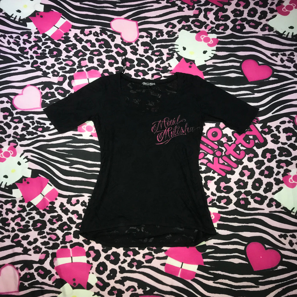 Metal Mulisha Rose Micro mesh top