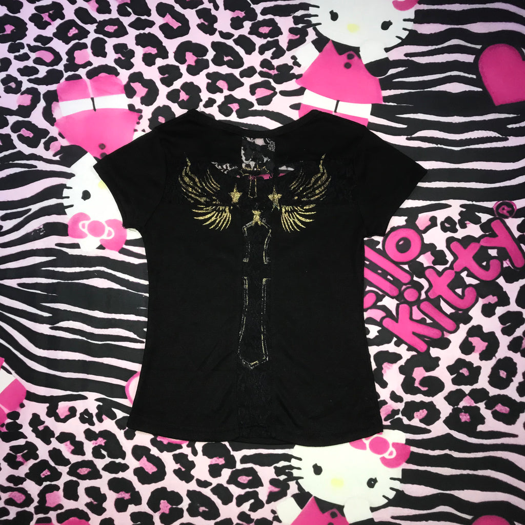 Lace cut out Grunge top