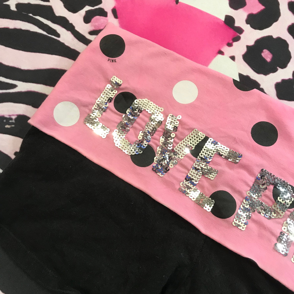 Victorias Secret PINK Polkadot FoldOver Yoga Shorts