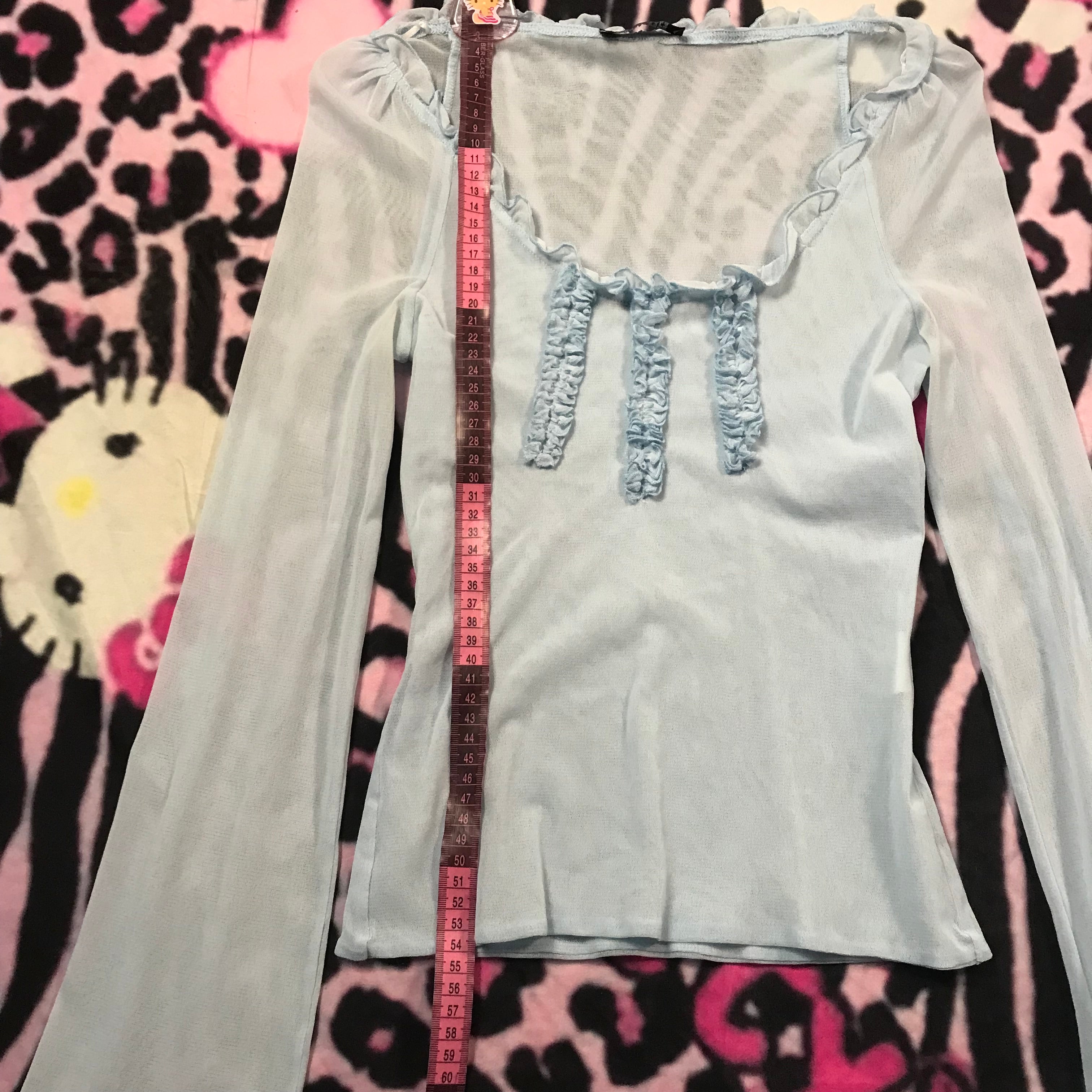 Blue mesh angel top