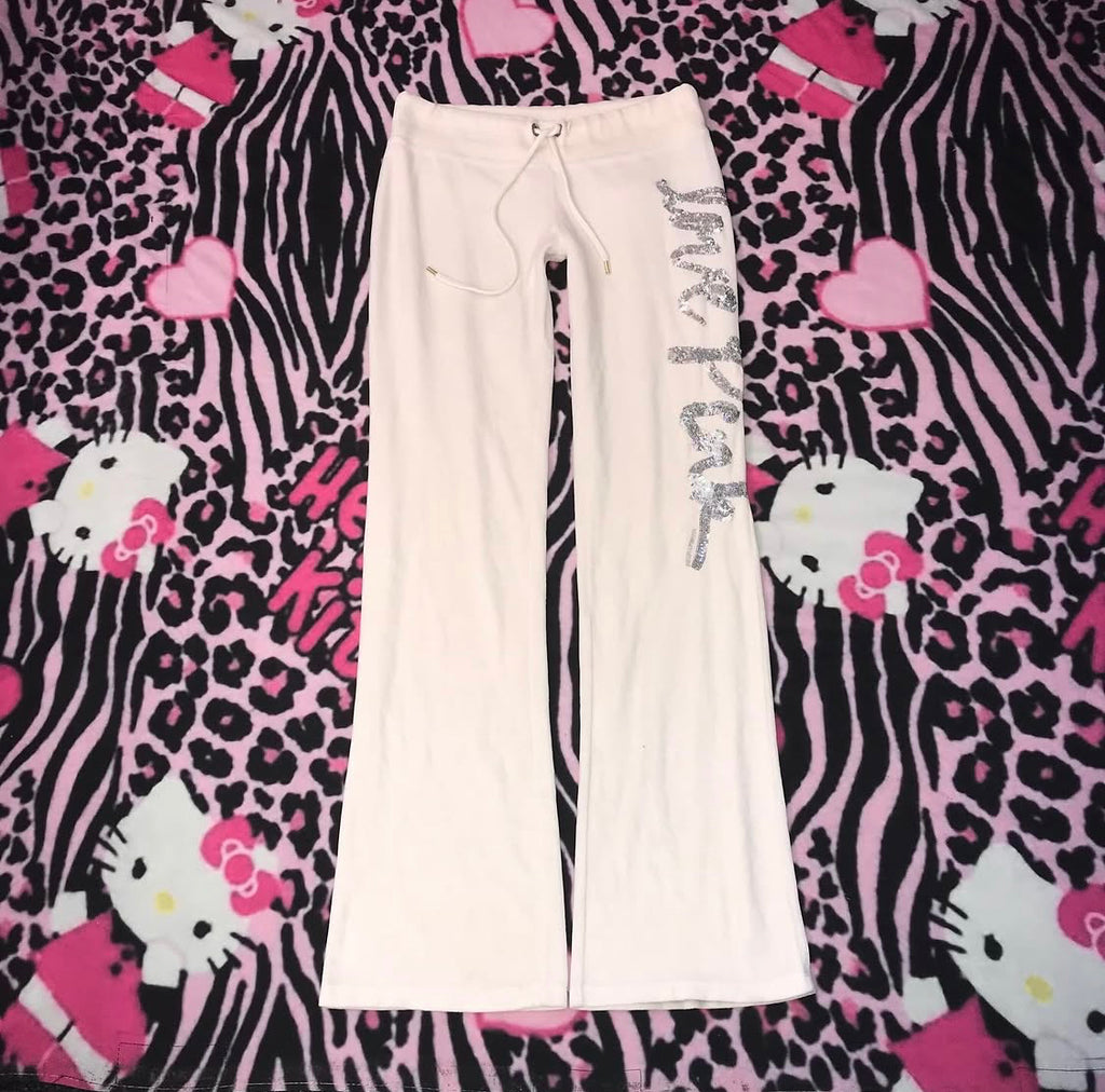 Victorias Secret 2000s White Velour Lowrise Track Pants