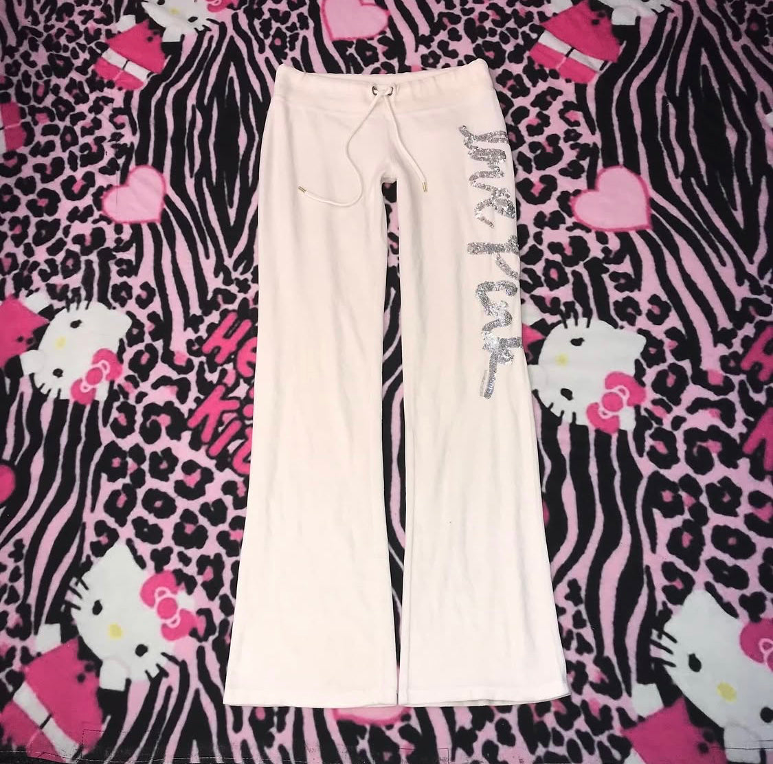 Victorias Secret 2000s White Velour Lowrise Track Pants