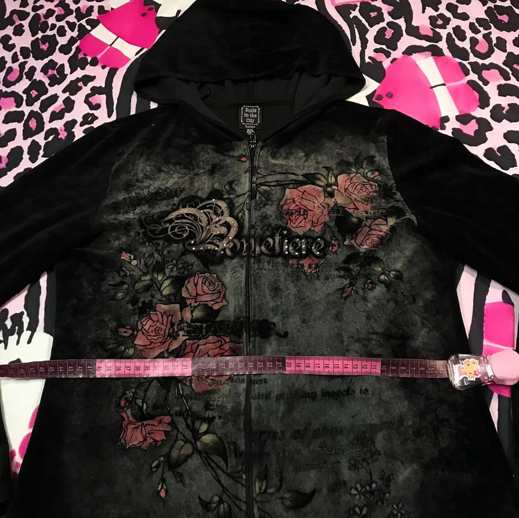 Velour Grunge Zip Up Jacket