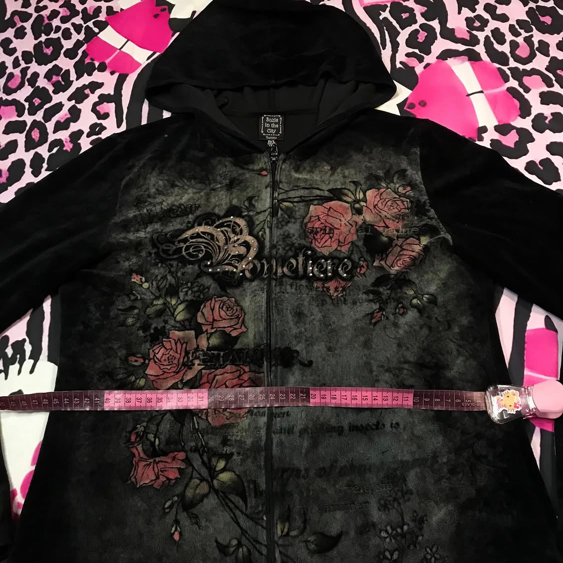 Velour Grunge Zip Up Jacket