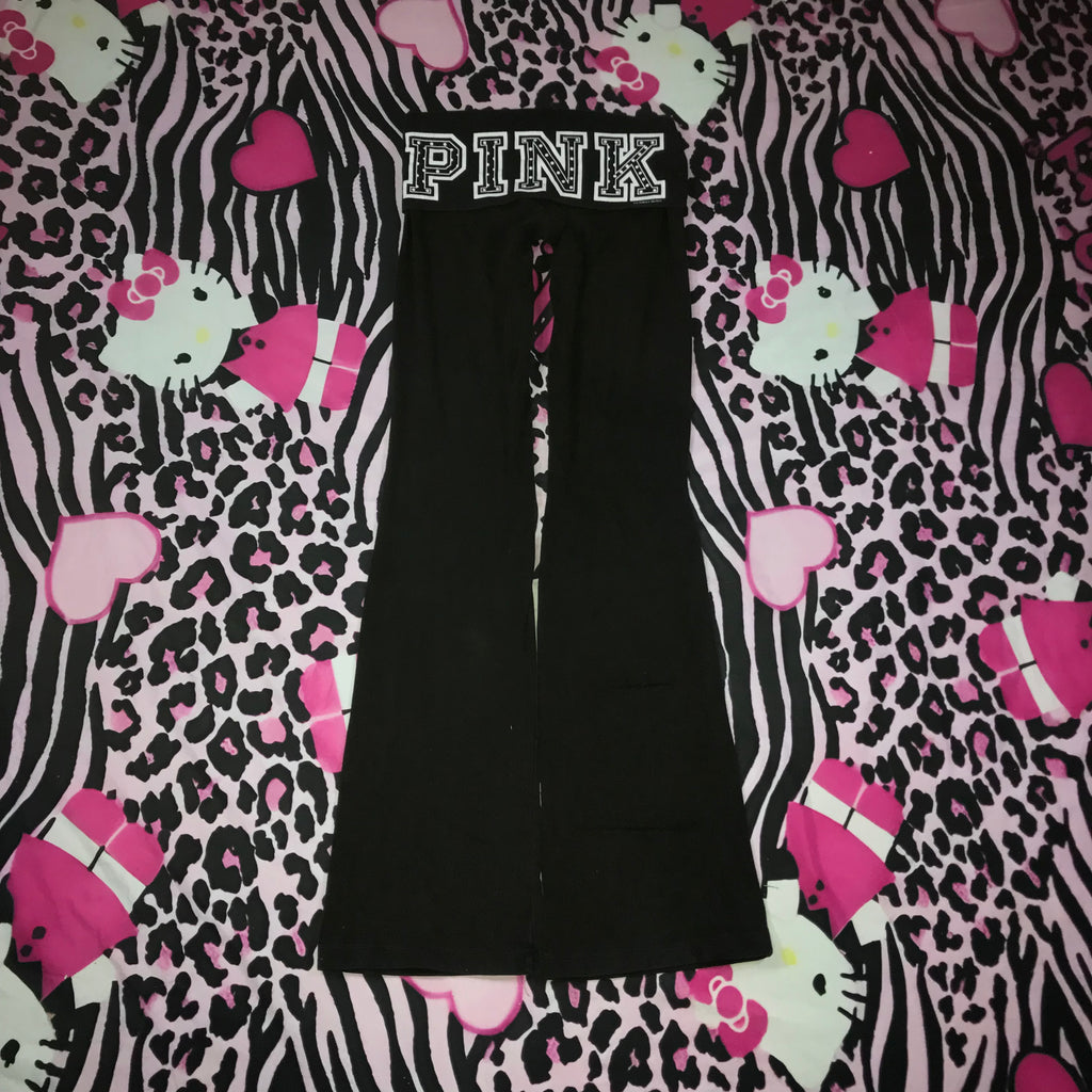 VS Pink Lowrise Flared Foldover Leggings