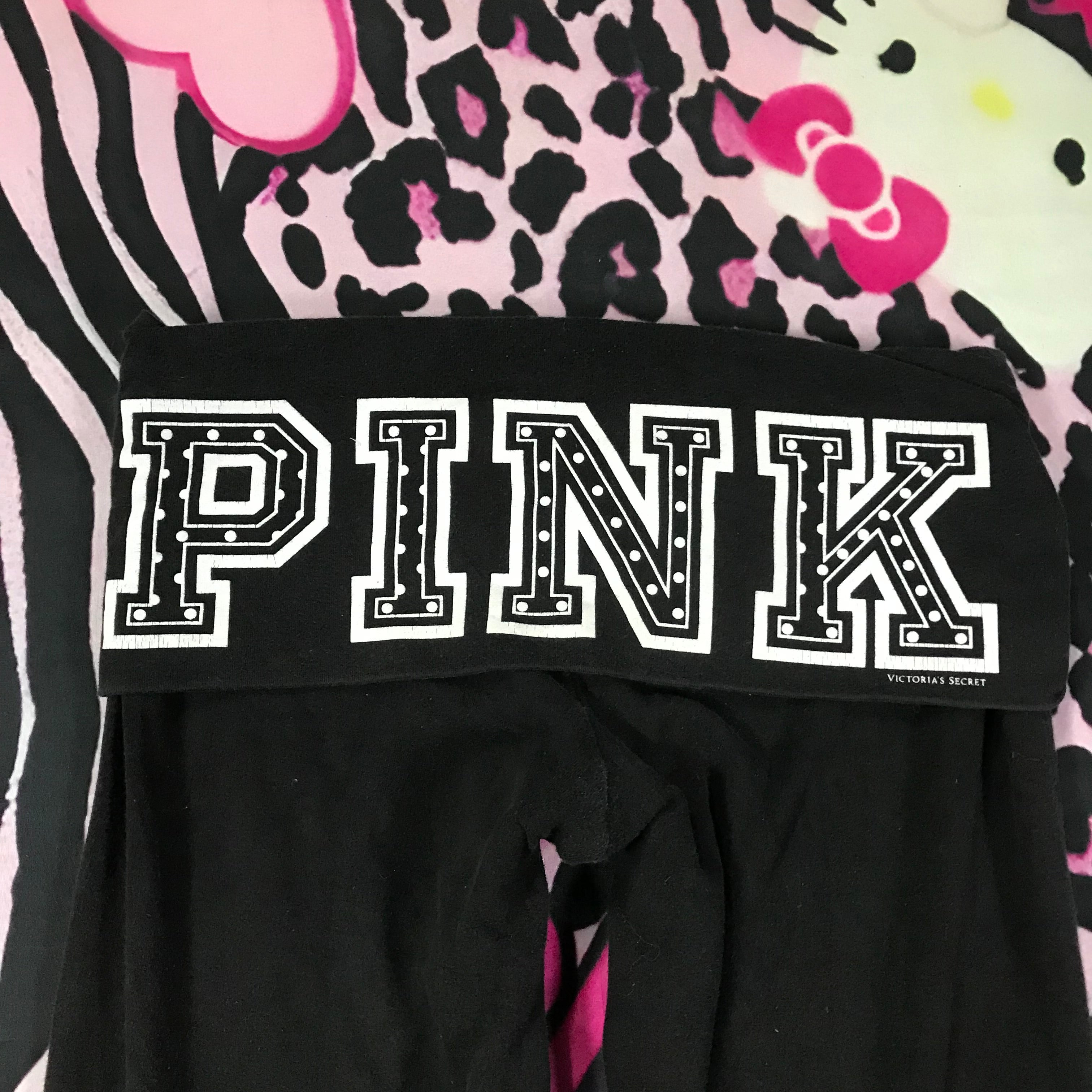 VS Pink Lowrise Flared Foldover Leggings
