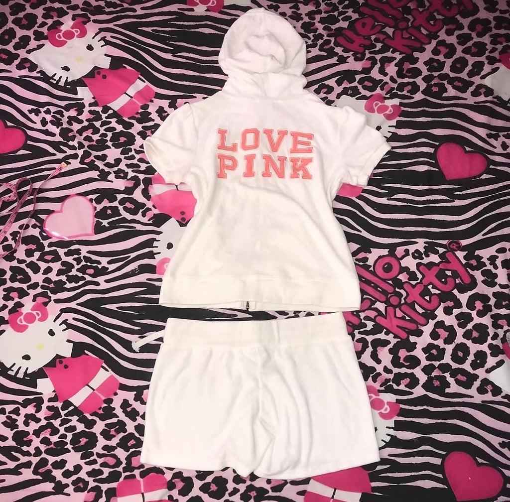Deadstock Love Pink Zip Up Short Set