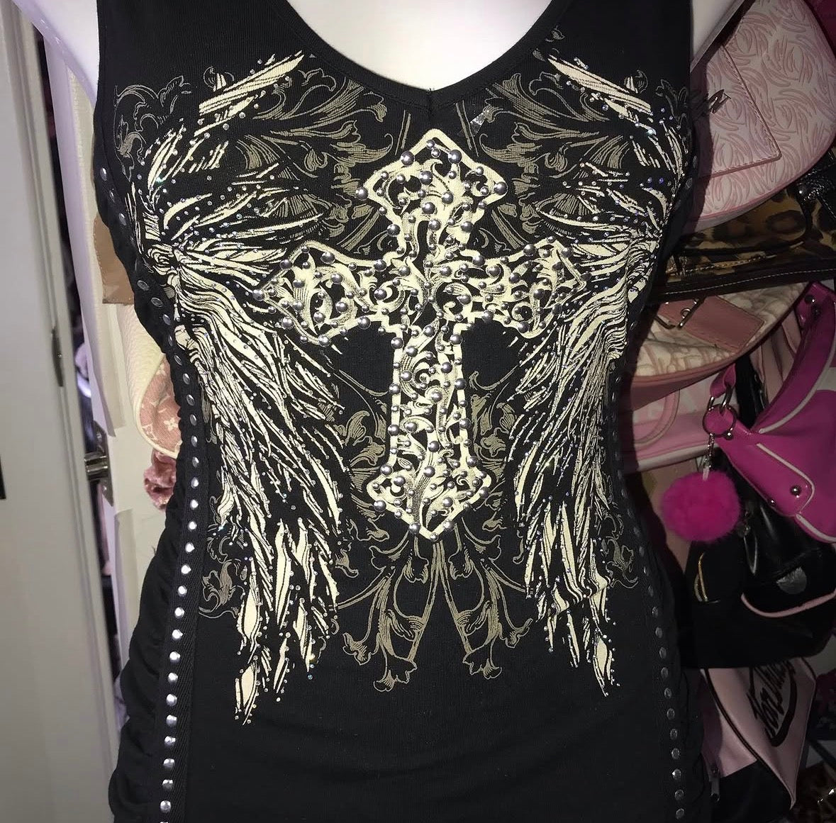 La Bus Stop Deadstock cross grunge crystal tank