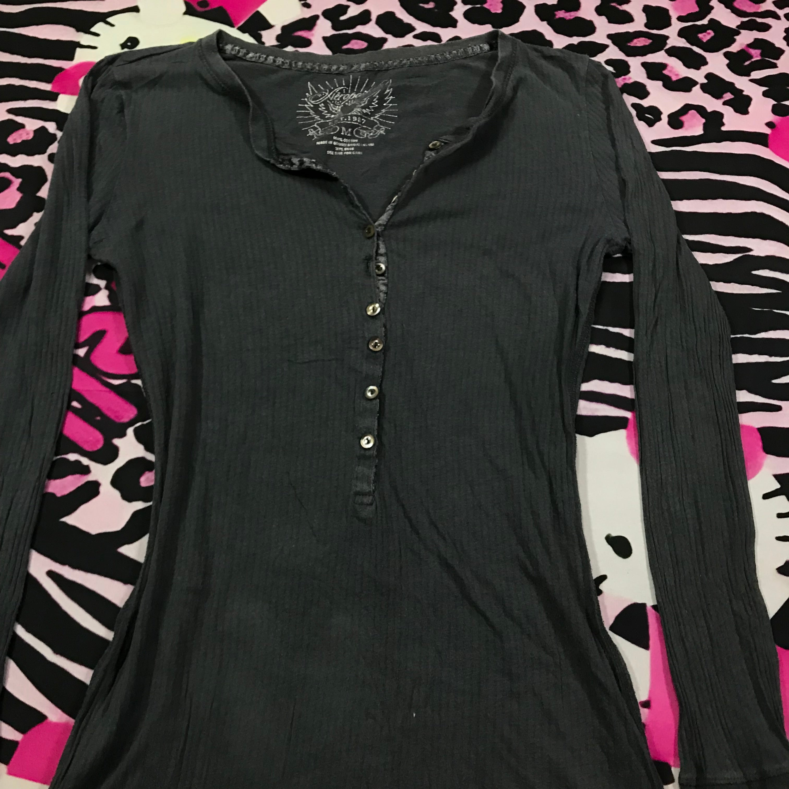 Aeropostale Henley Button Long Sleeve Top
