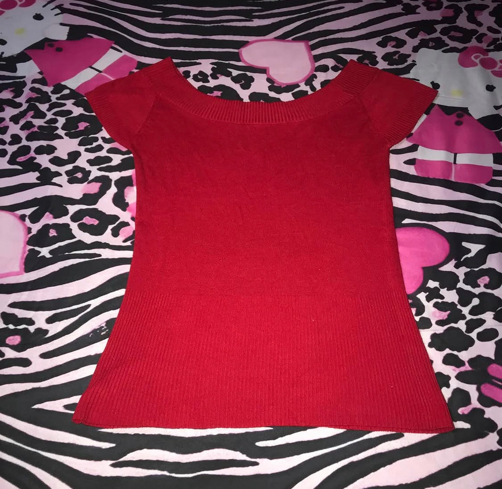 Bebe Off the Shoulder Babydoll Sweater Top