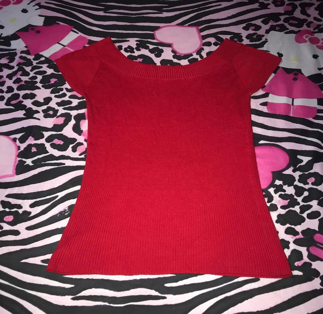 Bebe Off the Shoulder Babydoll Sweater Top