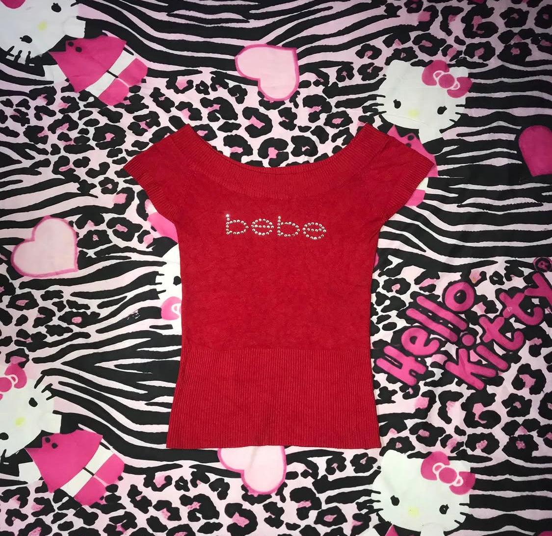 Bebe Off the Shoulder Babydoll Sweater Top