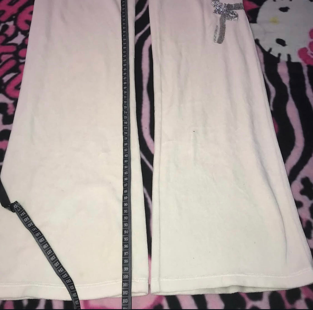Victorias Secret 2000s White Velour Lowrise Track Pants