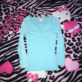 Morgan De Toi Mesh Blue Babydoll Top