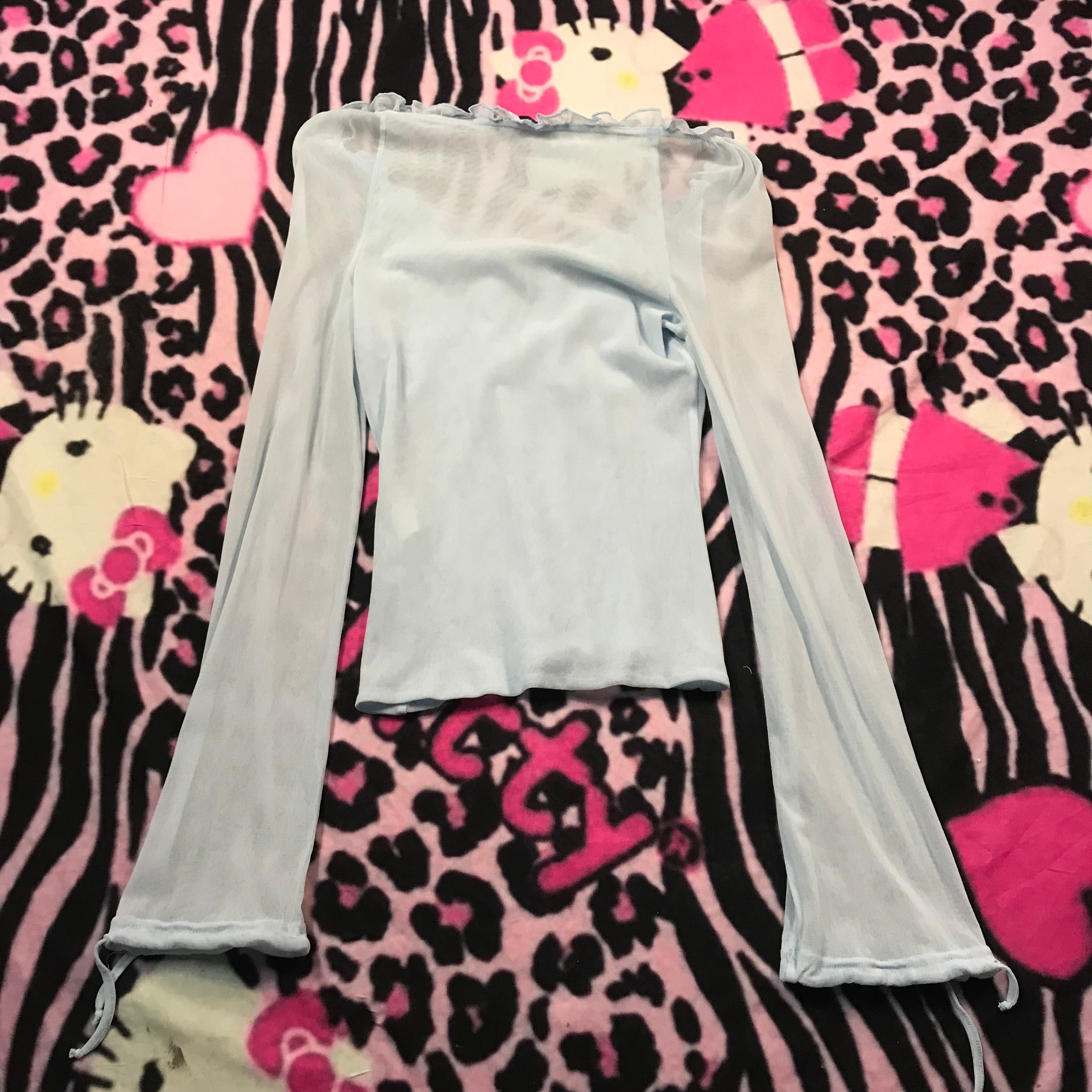 Blue mesh angel top