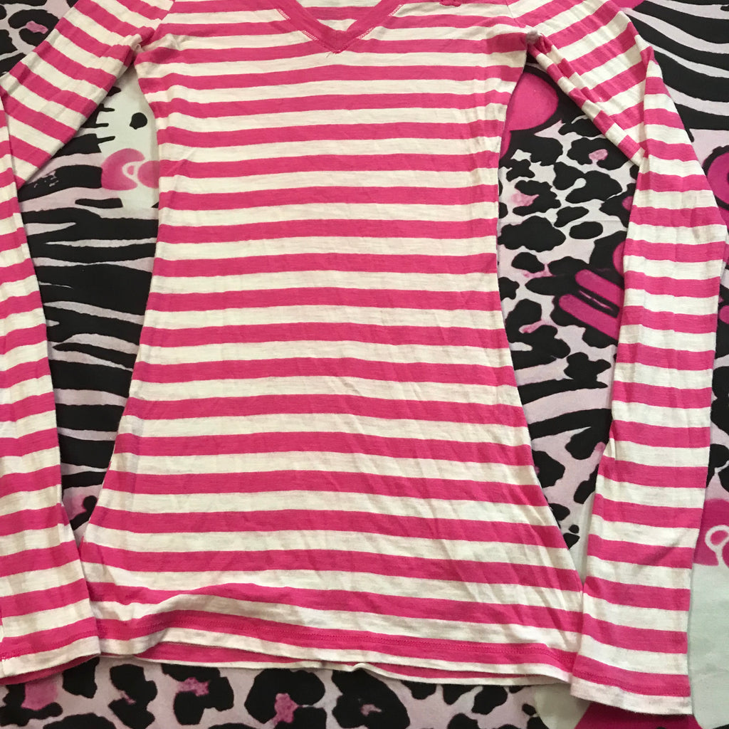 Hollister 2000s Striped Henley Style Long Sleeve