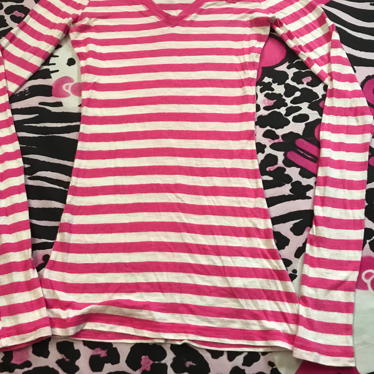 Hollister 2000s Striped Henley Style Long Sleeve
