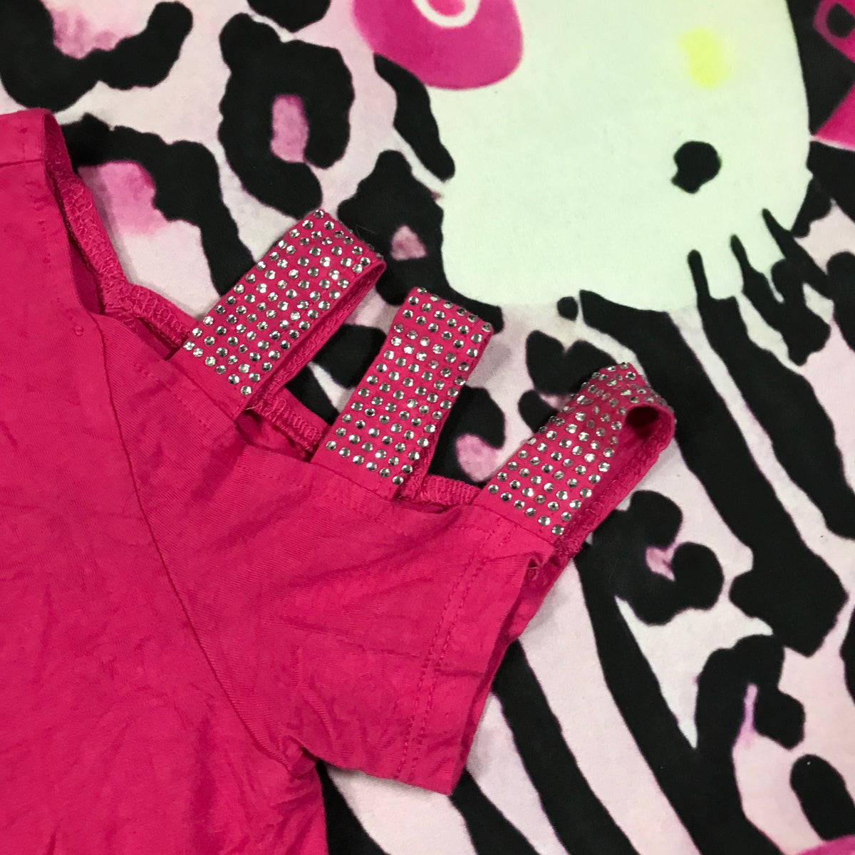 Bebe Cut Shoulder Rhinestone Top