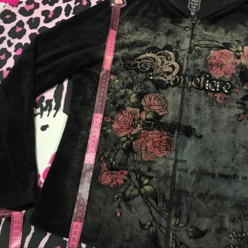 Velour Grunge Zip Up Jacket