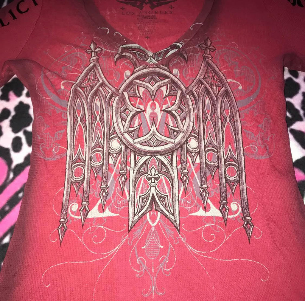 Affliction grunge long sleeve top