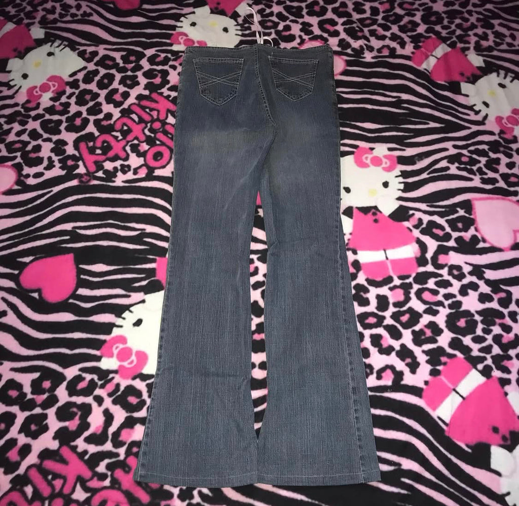Fiori Blu Ultra Lowrise Flared Lace-up Jeans