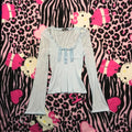 Blue mesh angel top