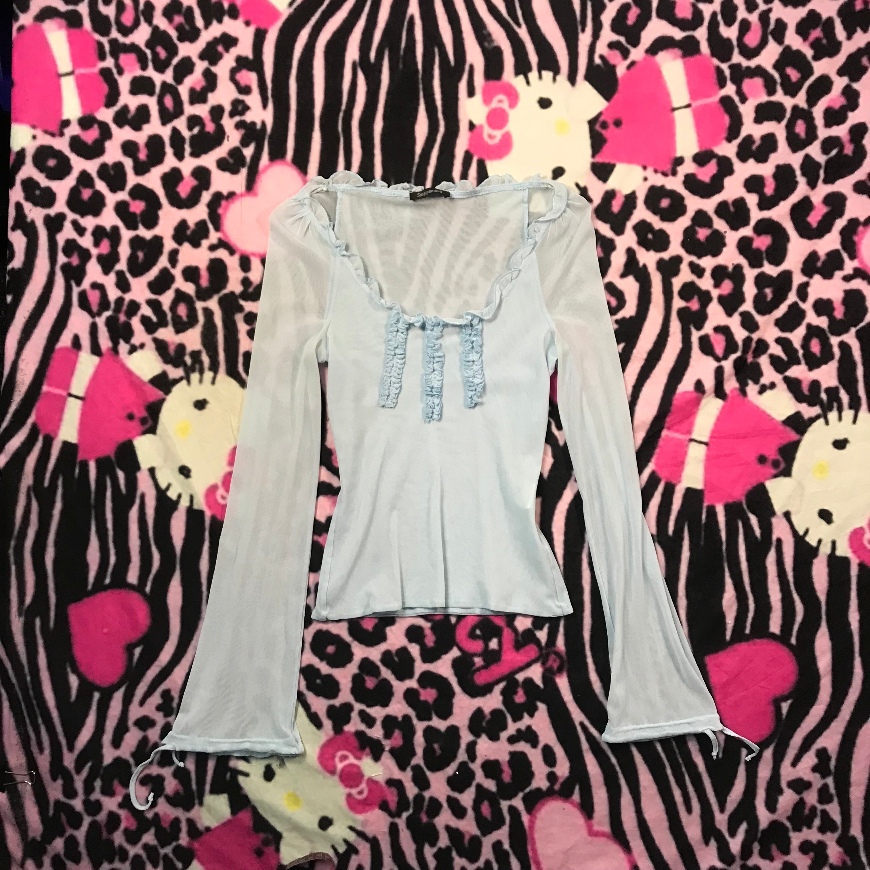 Blue mesh angel top