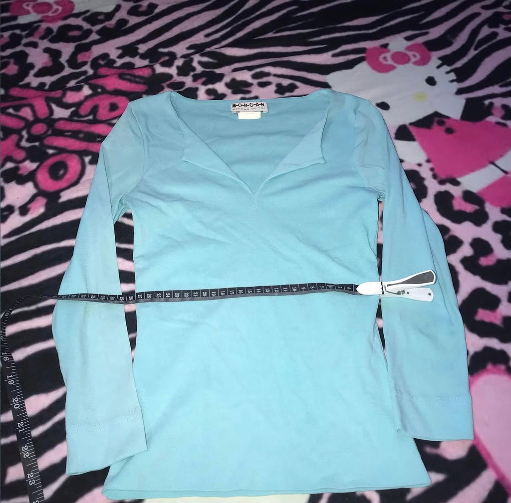 Morgan De Toi Mesh Blue Babydoll Top