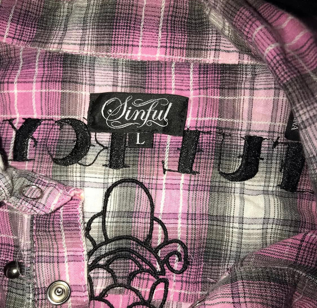 Sinful Affliction Plaid Button Up Top