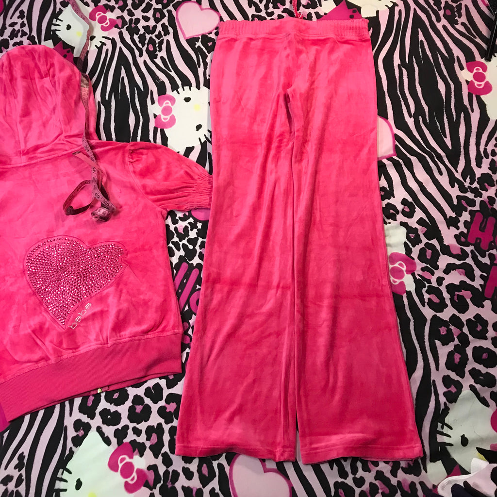 Bebe Velour Hot Pink Track Set