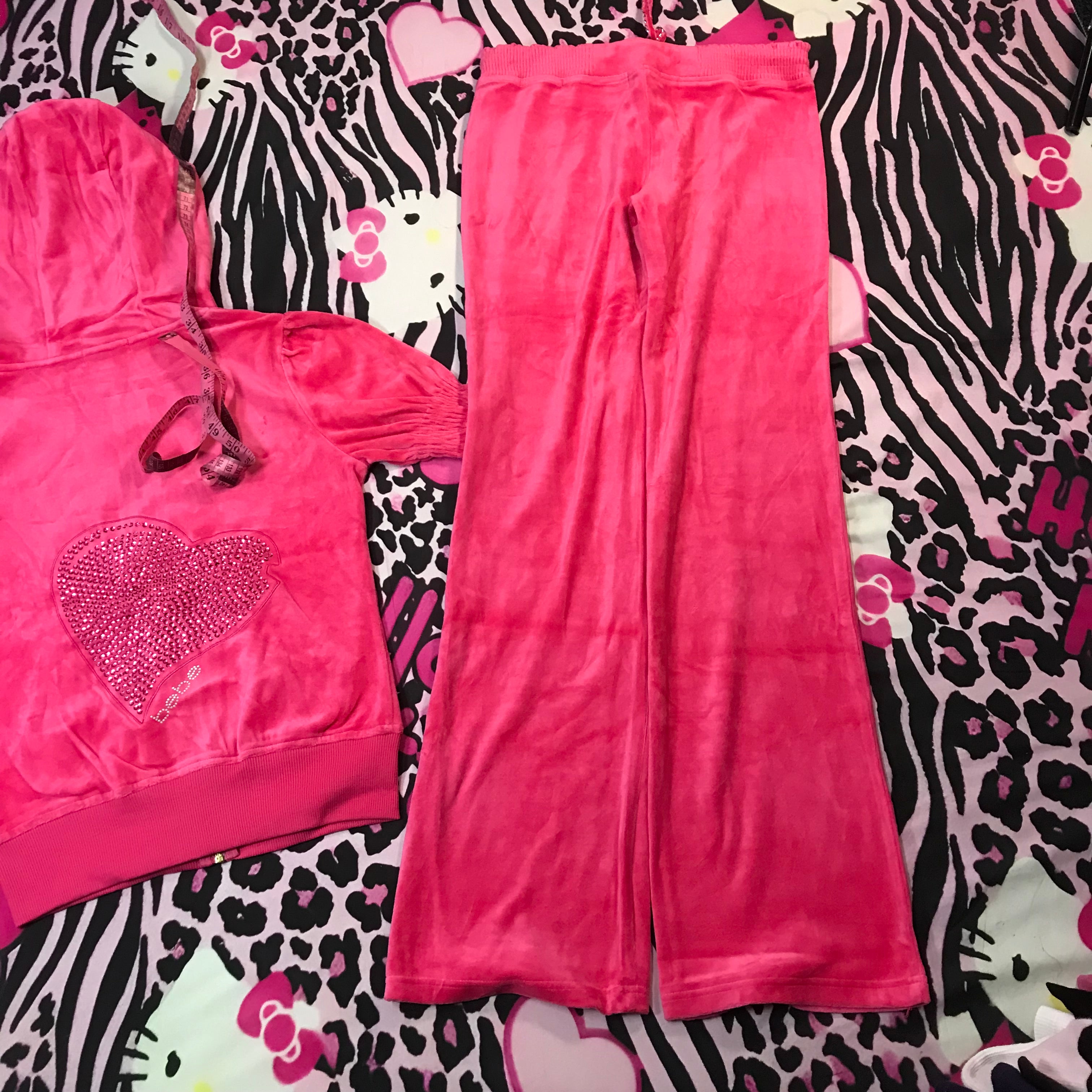 Bebe Velour Hot Pink Track Set