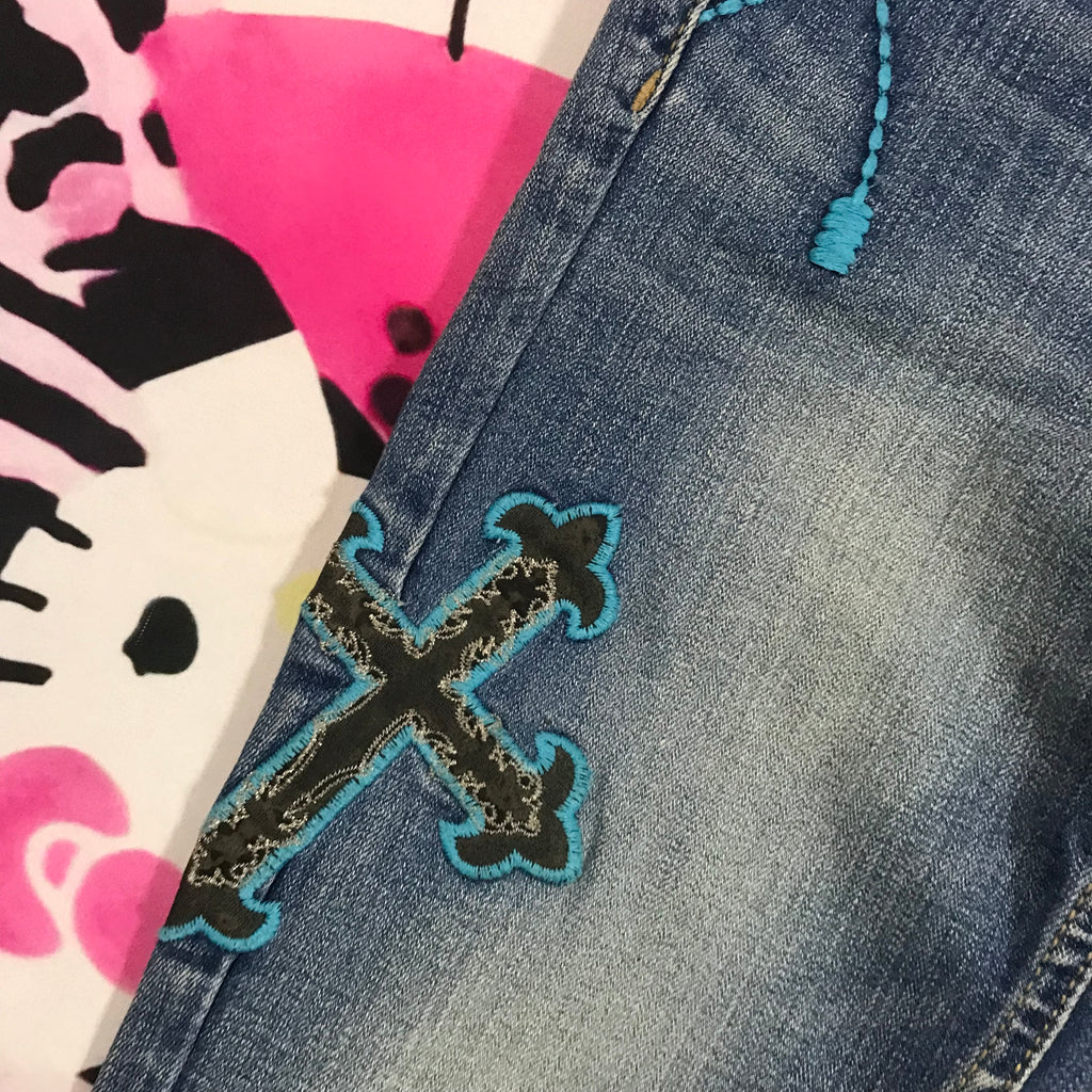 Red Pepper RARE leopard butterfly jeans