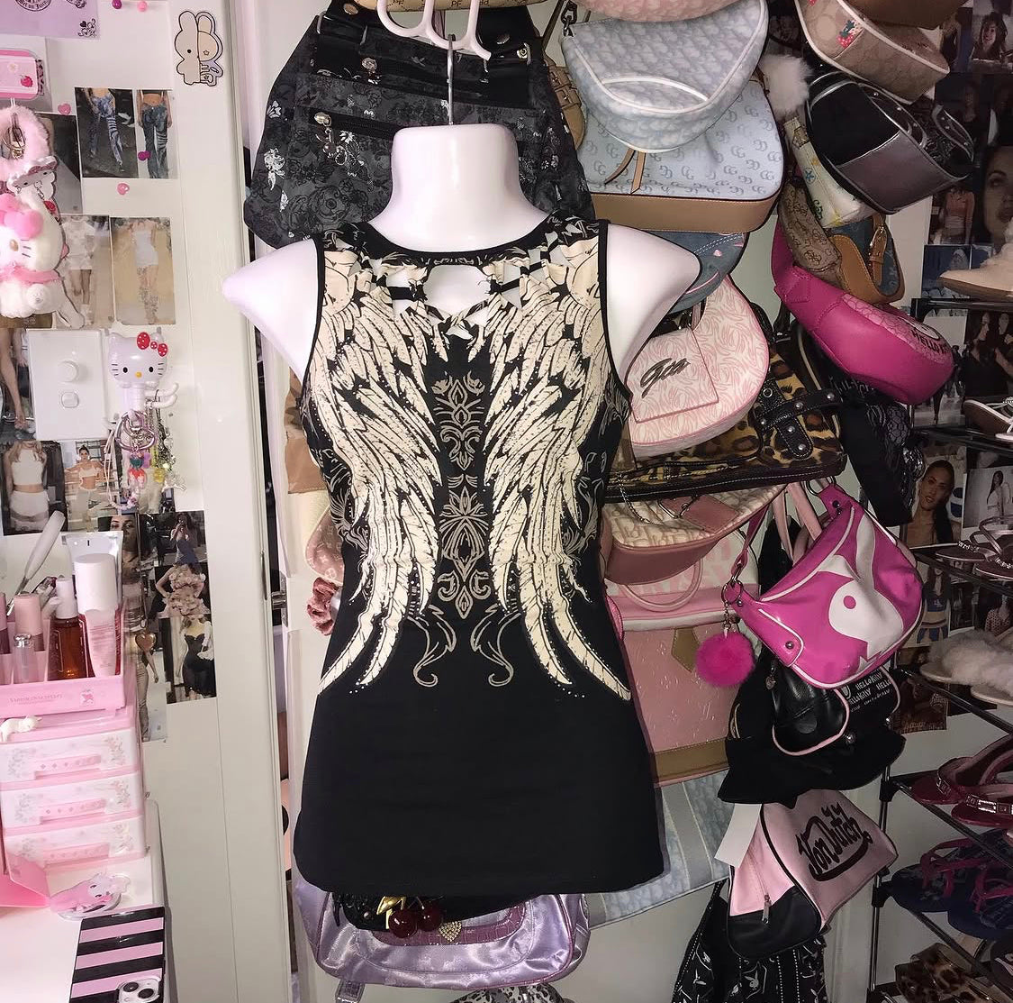 LA Bus Stop Grunge cutout tank top
