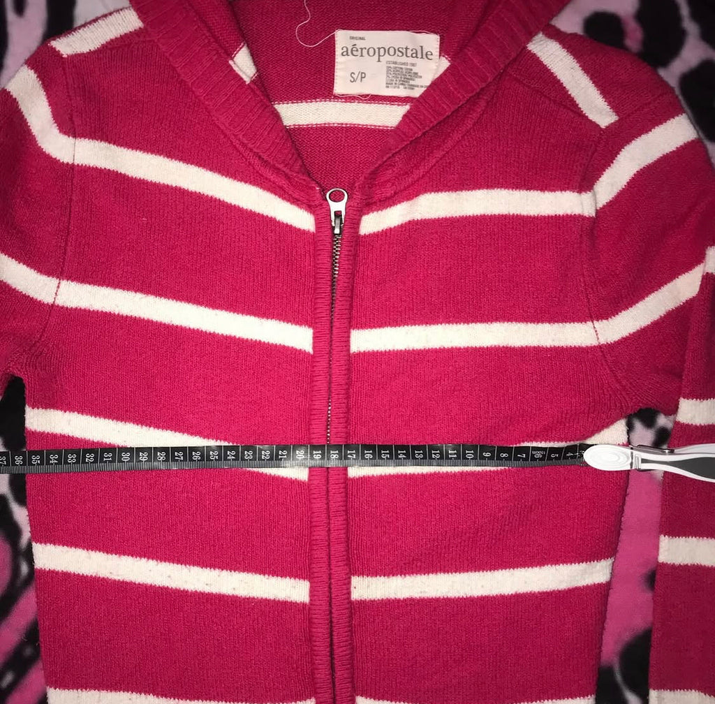 Stripe Knit Style Zip Up Hoodie