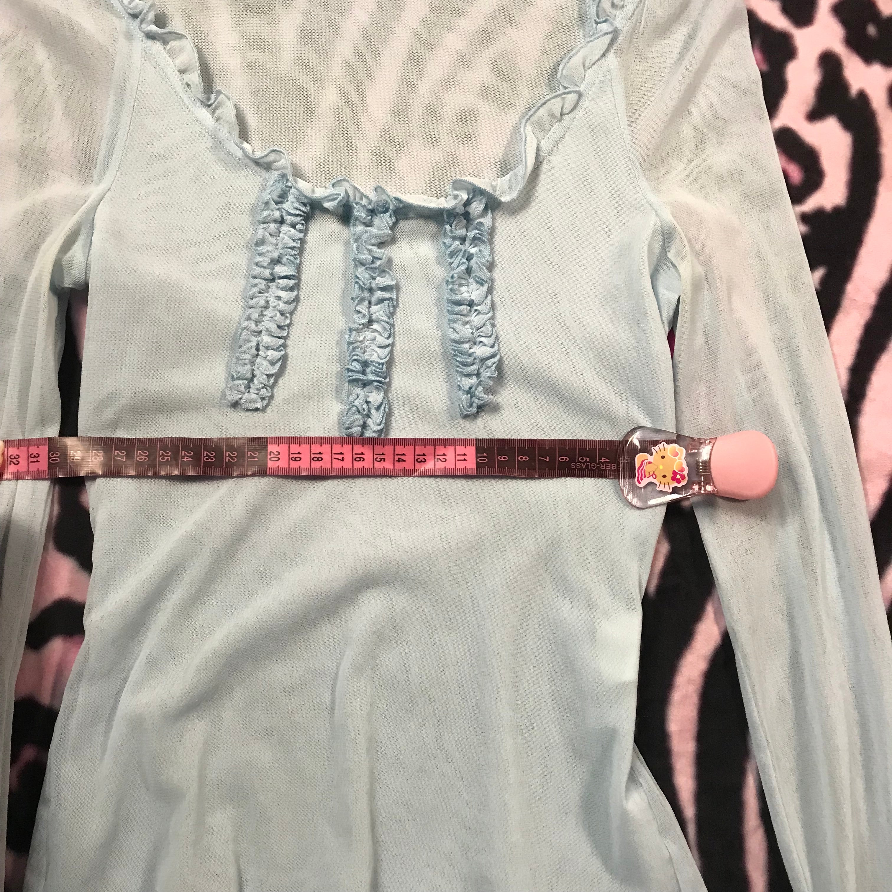 Blue mesh angel top