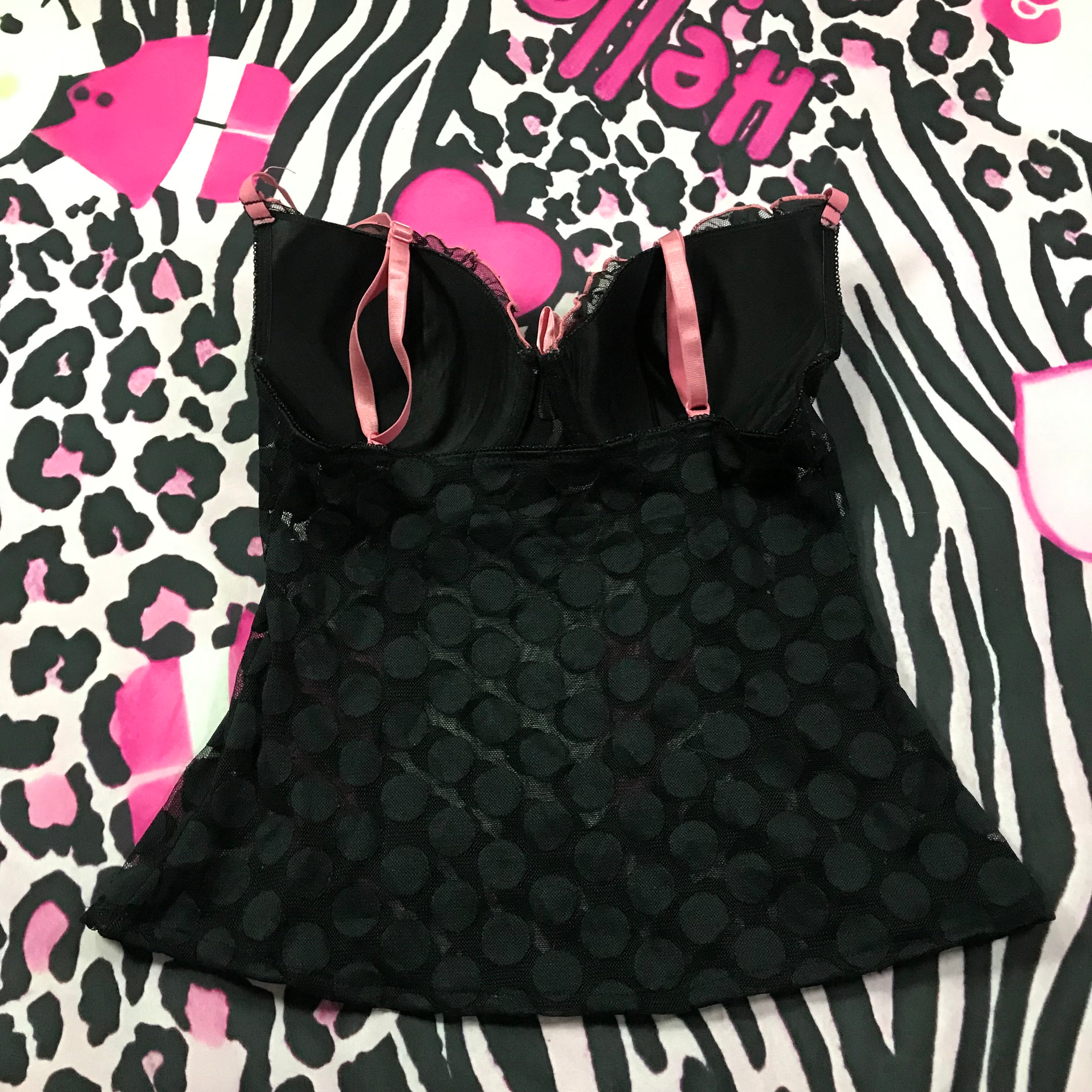 Polkadot Mesh Corset BabyDoll Top