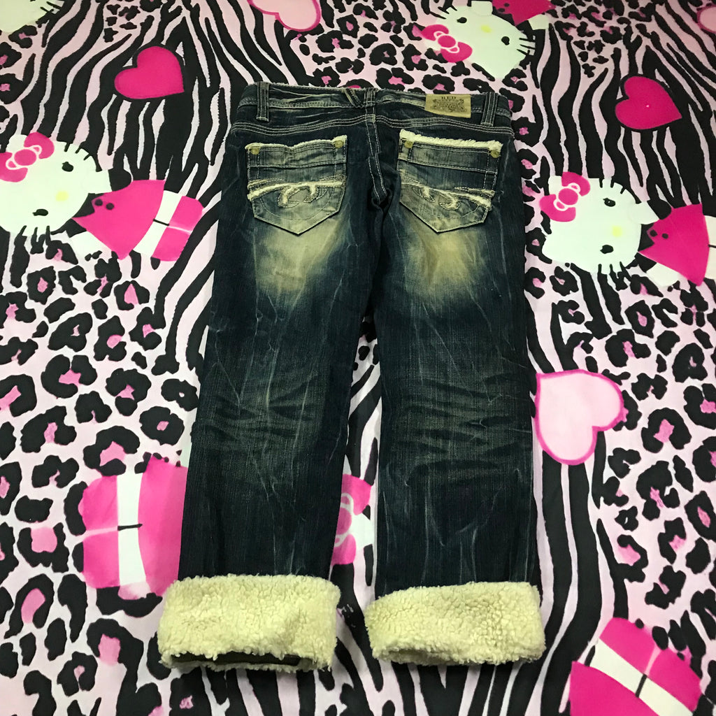 RedPepper Fur Trim Capris Jeans