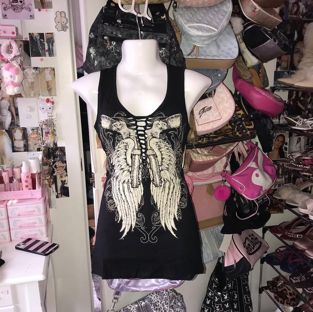 La Bus Stop Angel wing tank top