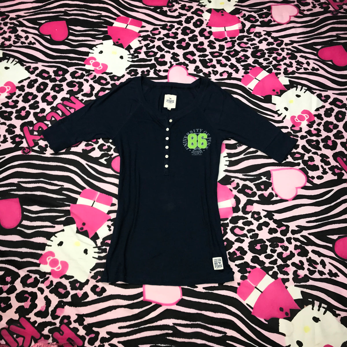 Vs Pink Henley Style 2000s Top
