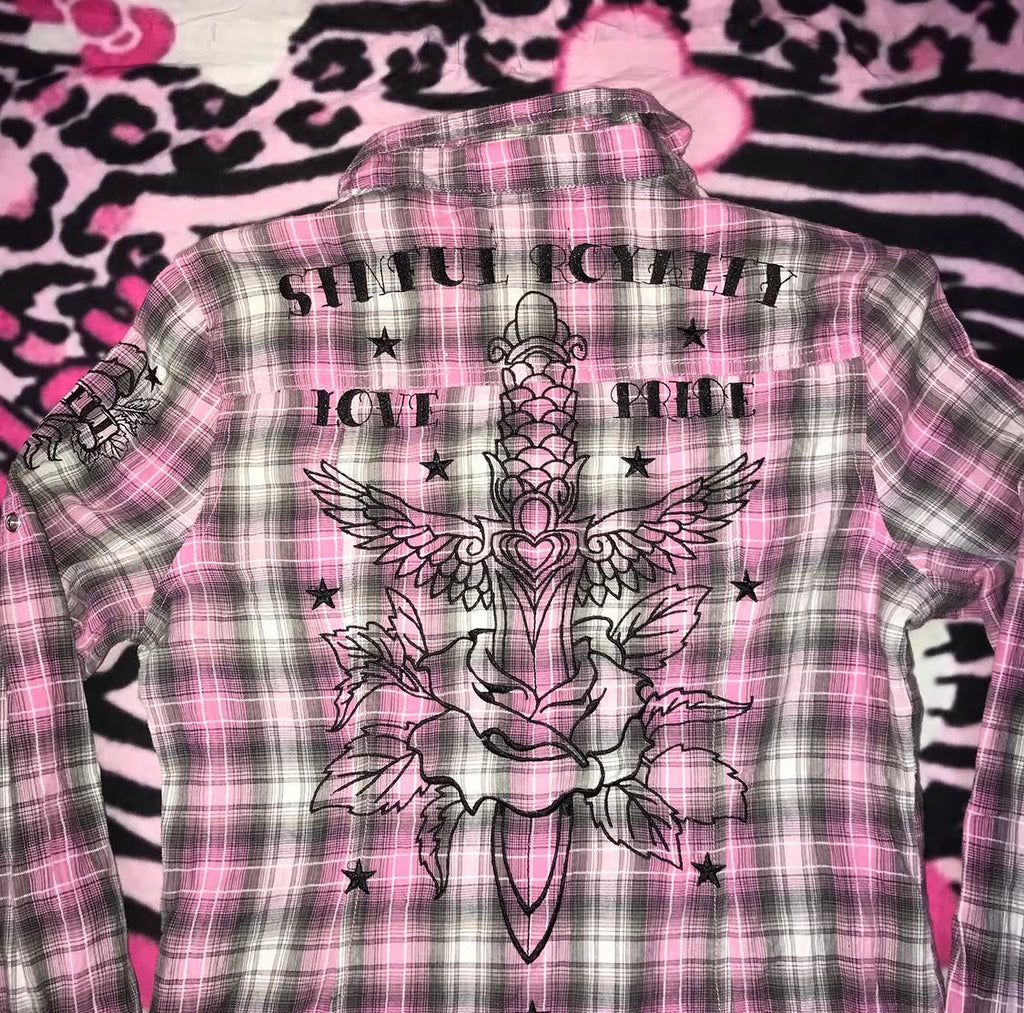 Sinful Affliction Plaid Button Up Top
