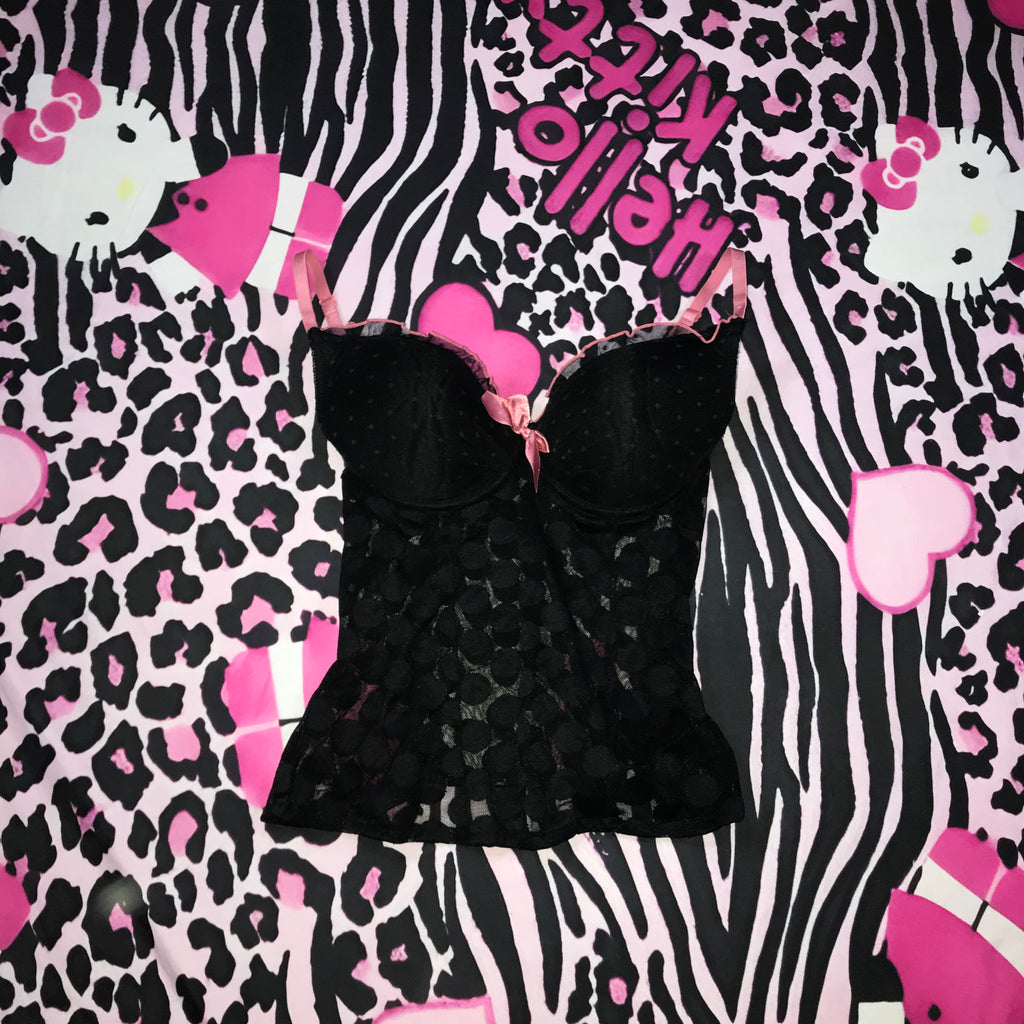 Polkadot Mesh Corset BabyDoll Top