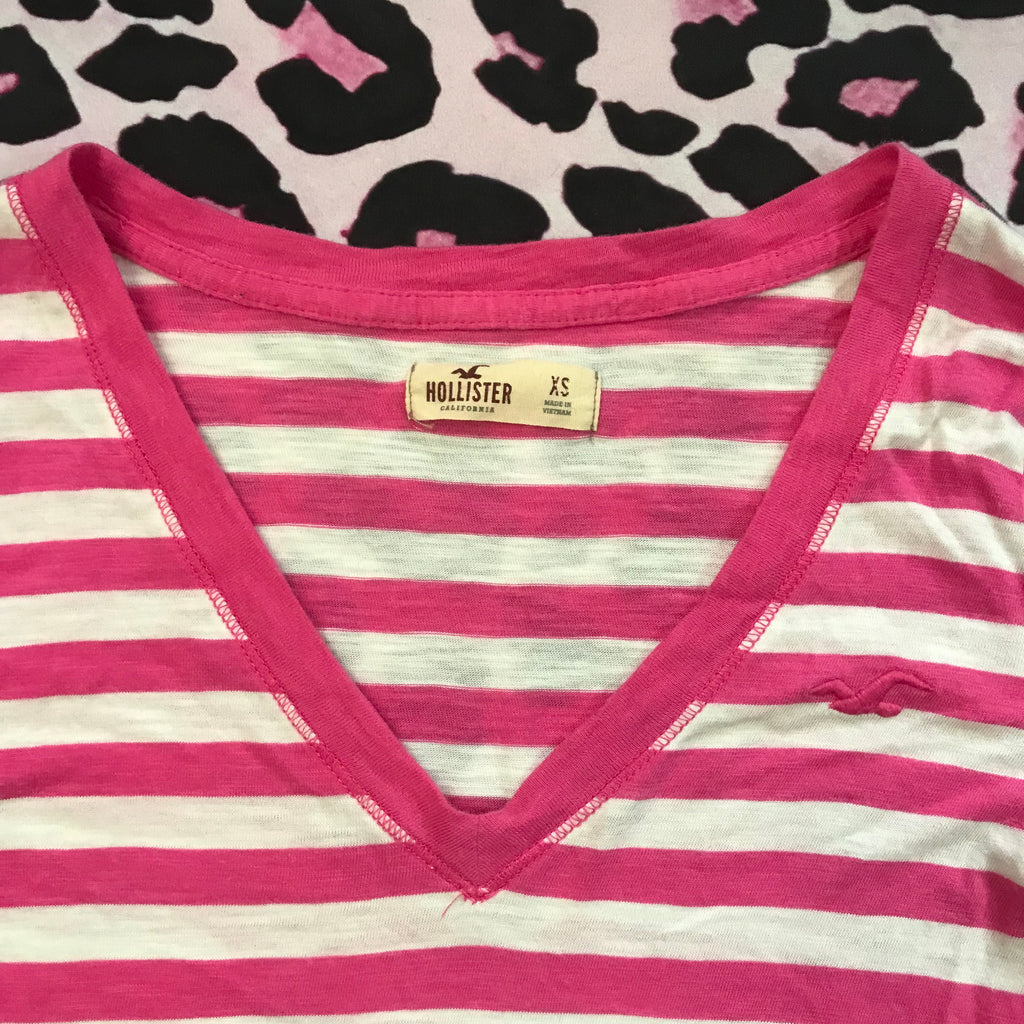 Hollister 2000s Striped Henley Style Long Sleeve